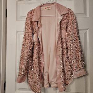 Pink sequin shacket